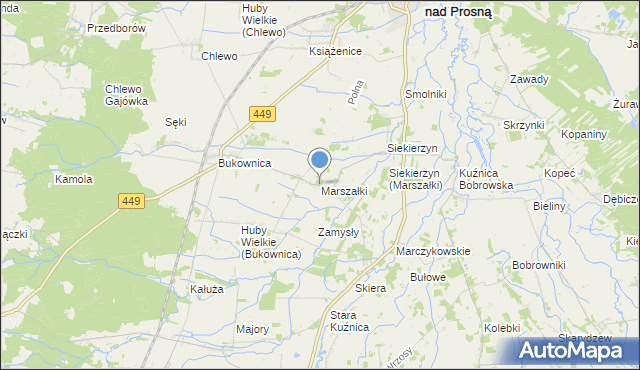 mapa Marszałki, Marszałki gmina Grabów nad Prosną na mapie Targeo